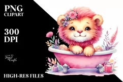 Pink-ish Baby Lion in Bathtub Product Image 1