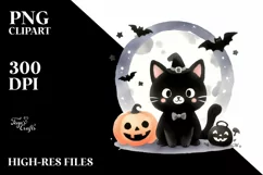 Simple Halloween Black Cat Clipart, High-Res PNG Product Image 3