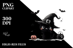 Simple Halloween Black Cat Clipart, High-Res PNG Product Image 2