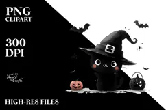 Simple Halloween Black Cat Clipart, High-Res PNG Product Image 2