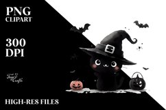 Simple Halloween Black Cat Clipart, High-Res PNG Product Image 1