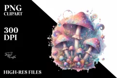 Detailed Pastel Shiny Mushroom PNG Product Image 1
