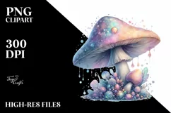 Detailed Pastel Shiny Mushroom PNG Product Image 1