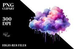 Colorful Purple Watercolor Cloud Silver Foil Product Image 2