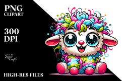 Cute Colorful Cartoon Lamb | Sublimation | Clipart Product Image 3
