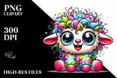 Cute Colorful Cartoon Lamb | Sublimation | Clipart Product Image 3