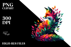 Vibrant Fox with Plant Leaves, White Background Product Image 2