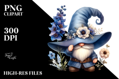 Gnome with Delphinium, High Resolution PNG Product Image 2