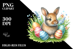 Whimsical Bunny Among Easter Eggs, Transparent PNG Product Image 2