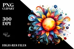 Colorful Watercolor Vibrant Sun Clipart Product Image 1