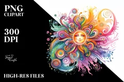 Colorful Watercolor Vibrant Sun Clipart Product Image 3