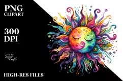 Colorful Watercolor Vibrant Sun Clipart Product Image 3