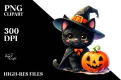 Cute Halloween Cat Clipart Product Image 2