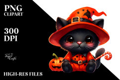 Cute Baby Black Cat Halloween Sublimation Clipart Product Image 2