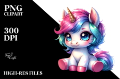 Cute Baby Unicorn Sitting PNG Product Image 2