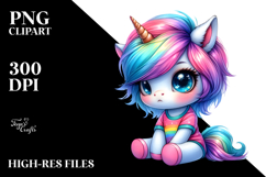 Cute Baby Unicorn Sitting PNG Product Image 2