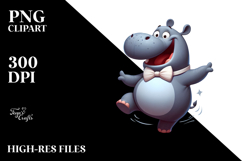 Silly Cartoon Hippo PNG Product Image 2