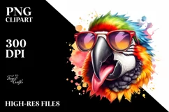 Funny Macaw Sunglasses Portrait | Watercolor Clipart Product Image 3