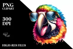 Funny Macaw Sunglasses Portrait | Watercolor Clipart Product Image 3