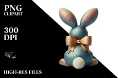 Glittery Bunny Sitting PNG Product Image 2