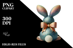 Glittery Bunny Sitting PNG Product Image 2