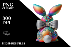 Glittery Bunny Sitting PNG Product Image 2
