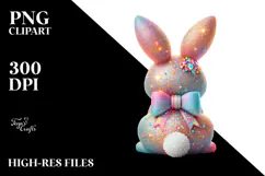Glittery Bunny Sitting PNG Product Image 2