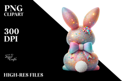 Glittery Bunny Sitting PNG Product Image 2