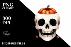 Simple Halloween Skull Clipart, High-Res PNG Product Image 1
