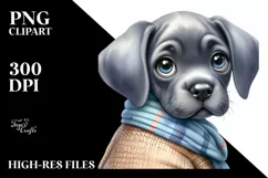 Watercolor Cute Baby Great Dane Behind Clipart Product Image 1