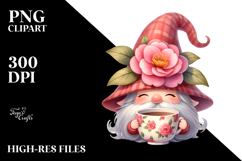 Gnome with Camellia and Cup PNG Product Image 2