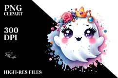 Funny Cute Ghost with Glam Accessories, Transparent PNG Product Image 2