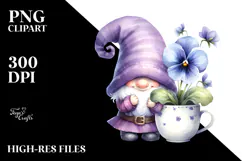 Gnome with Violet and Cup PNG Product Image 2