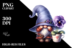 Gnome with Violet and Cup PNG Product Image 2