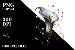 Glossy Calla Lily with Golden Insertions, PNG Product Image 2