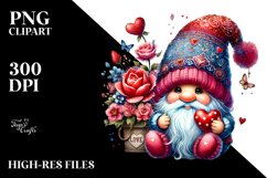 Valentines Gnome with Detailed Hat in Watercolor PNG Product Image 2