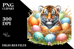 Digital Watercolor Cute Baby Tiger PNG Product Image 2