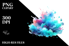 Colorful Watercolor Splash | Gold Foil | Cyan Product Image 2