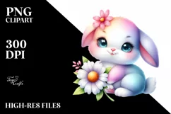 Colorful Baby Bunny Resting on Flower | Sublimation | Product Image 1