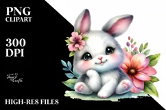 Colorful Baby Bunny Resting on Flower | Sublimation | Product Image 3