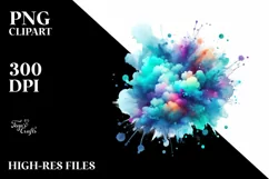 Colorful Watercolor Splash | Gold Foil | Cyan Product Image 1