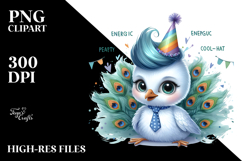 Energetic Baby Peacock PNG Product Image 2