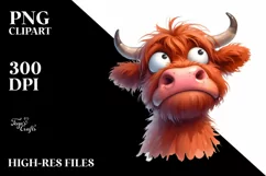 Confused Baby Highland Cow PNG Product Image 1