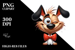 Silly Cartoon Dog with Bow Tie, High-Res PNG Product Image 2