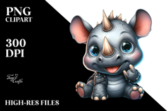 Energetic Baby Rhino PNG Product Image 2