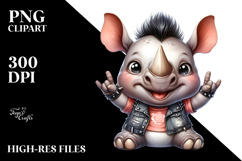Energetic Baby Rhino PNG Product Image 2