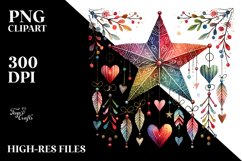 Simple Boho Star Hearts PNG Product Image 2
