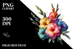 Colorful Gladiolus in Material Frame, PNG Product Image 2