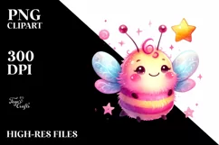 Colorful Baby Bee Pinkish Star | Sublimation | Clipart Product Image 1