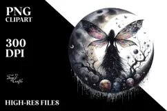 Creative Gothic Fairy on the Moon PNG Product Image 2
